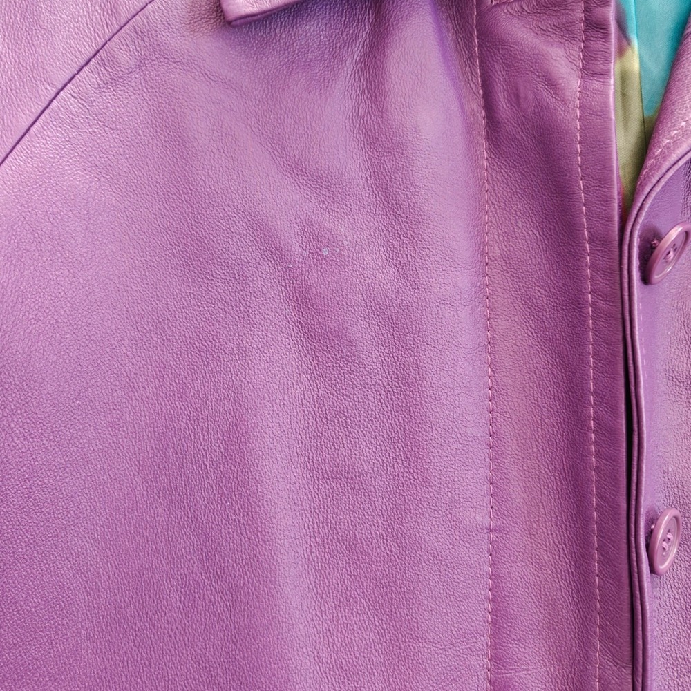 Vintage Purple Leather Jacket Utility Women's Medium Newport News Trench Coat - Picture 8 of 8